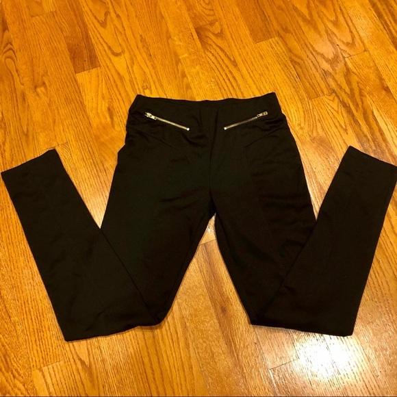 Ambiance black leggings pants with gold faux zippers size Small - Picture 3 of 8